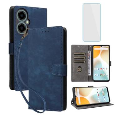 Imagem de IUQXU Capa carteira para celular BLU G64 com protetor de tela [bloqueio RFID] couro flip suporte para cartão alça de suporte feminino masculino capa para celular azul G64 BLU G 64 BLUG64 azul