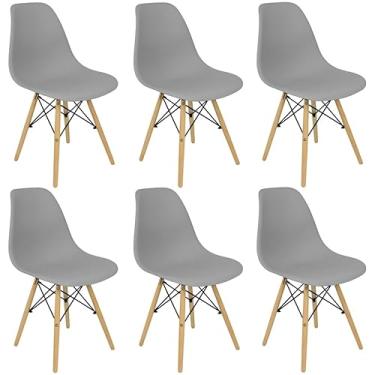 Imagem de Kit 6 Cadeiras Charles Eames Eiffel Wood Design Cinza - Lianto Decor