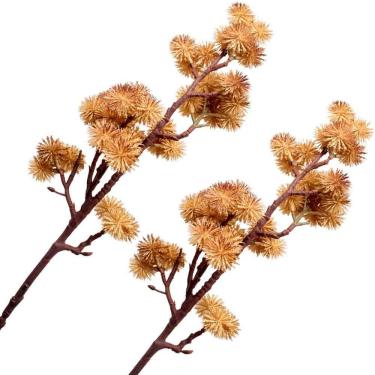 Imagem de Kit 2 Plantas Artificiais Mamonas Marrom Enfeite Jardim 70cm