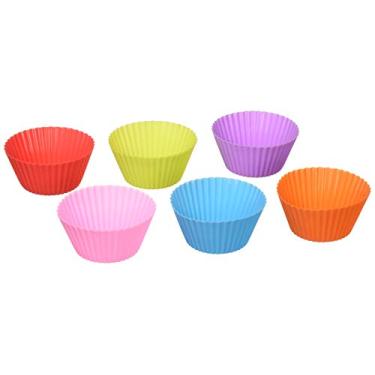 Imagem de PPUNSON Forros de silicone para cupcake, formas de assar/muffin, pacote com 12, multicolorido