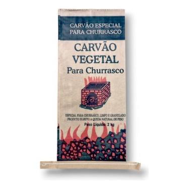 Imagem de Embalagens de Carvão Vegetal 2 Kg Papel Kraft Costurada - Kit com 100 Sacos Reforçados