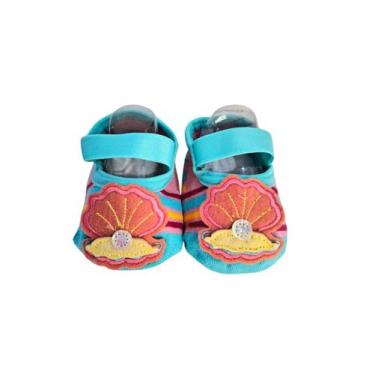 Imagem de Sapatilha bebe 0-15 azul picina c/ ostra salmao ref-22072001 - LEKE  M