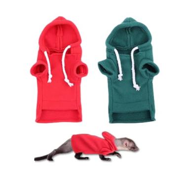 Imagem de 2 peças de roupas de furão, moletom com capuz, fantasia para hamster, porquinho-da-índia, coelho, animal pequeno (médio)