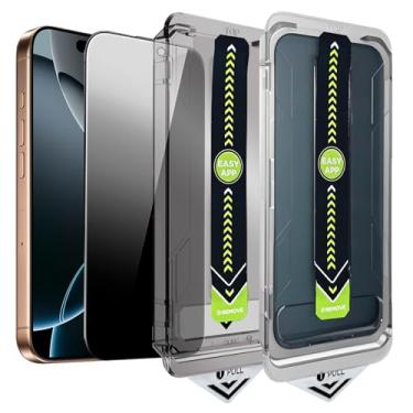 Imagem de SOOPUR Pacote com 2 protetores de tela de privacidade, película de vidro temperado anti-espião aprimorada de 25°, remoção automática de poeira, instalação fácil e rápida com kit de alinhamento