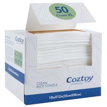Imagem de Toalhas de rosto descartáveis, 25 x 30 cm, toalhas faciais ultra grossas descartáveis, toalha de rosto macia de uso único, lenços secos 100% biodegradáveis, removedor de maquiagem, 1 pacote