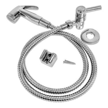 Imagem de Ducha Higiênica Luxo Para Banheiro Em Metal 1/4 Volta Cromado Mangueir