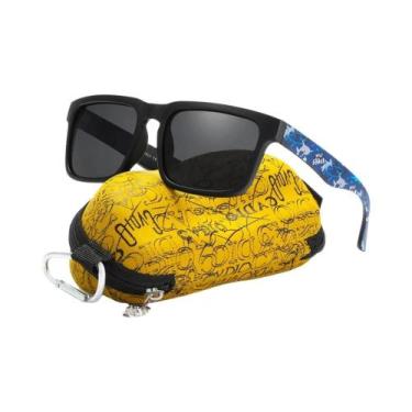 Imagem de Óculos de Sol Polarizados Pretos Foscos Masculinos - Com Estojo e Hast