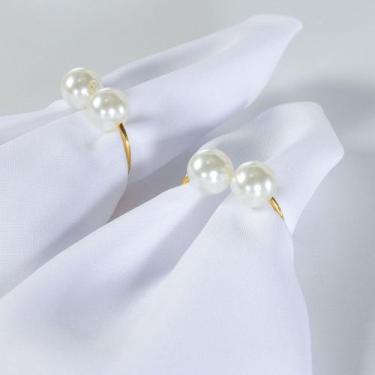 Imagem de Kit Anel Para Guardanapos Pérola Duplo Grande 4cm x 3cm Argola - Doura
