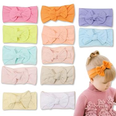 Imagem de Laço de Bebe Lacinhos de Cabelo Turbante Bebê Menina Kit 12 Unidades