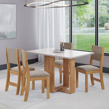 Imagem de Conjunto Sala de Jantar Mesa Milani com 4 Cadeiras Sol Viero