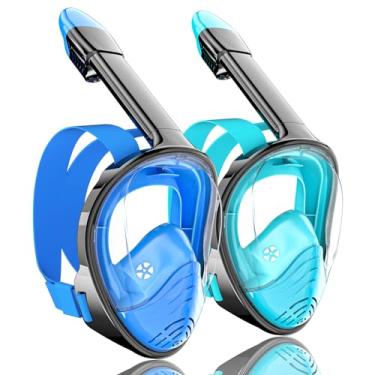 Imagem de QingSong Máscara De Mergulho Com Snorkel De Rosto Inteiro Para Adultos, Equipamento De Mergulho Com Snorkel Com Suporte Para Câmera, Conjunto De Snorkel Com Vista Panorâmica De 180 Graus, Antiembaça