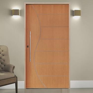 Imagem de Kit Porta de Madeira Pivotante 210x120cm Batente 14cm Fechadura 803 Rolete Externa Beli...