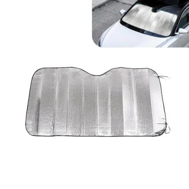Imagem de Shakas Protetor solar de para-brisa frontal, 140 cm x 70 cm, isolamento térmico à prova de sol, protetor universal de 4 estações, acessório portátil dobrável e fácil de armazenar, para a maioria dos