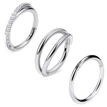 Imagem de Ruifan ASTM F136 Anéis de nariz de titânio para mulheres 20G 18G 16G Clicker Anel de nariz de septo articulado lábio hélice cartilagem argola brinco daith torre concha piercing corporal joias para