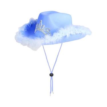 Imagem de Chapéu de Cowboy Ocidental com Penas - Aba Larga de Feltro de Lã - Fes