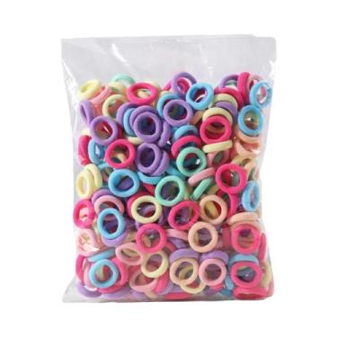 Imagem de 100 Elásticos de Cabelo Coloridos de Nylon para Meninas - Para Rabo de