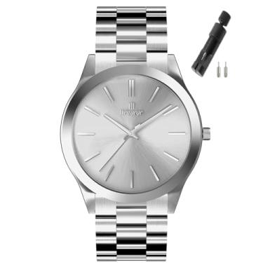 Imagem de Weayege Relógios masculinos modernos minimalistas para negócios, relógios de pulso masculinos luxuosos, quartzo, à prova d'água, relógios empresariais para homens, presentes para homens, Todo prata