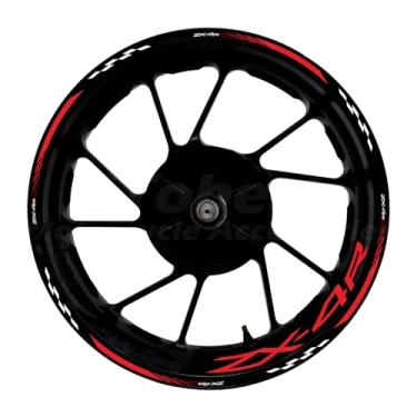 Imagem de Awonderful Kit de listras refletivas para motocicleta, adesivos de aro de roda de vinil compatíveis com Kawasaki ZX-4R 2019-2024 (vermelho)