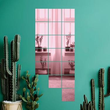 Imagem de Espelho Decorativo Mosaico Quadrado Rose - Inove Papéis de Parede
