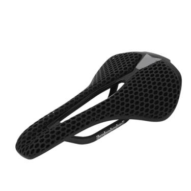 Imagem de Selim de fibra de carbono impresso em 3D, assento unissex respirável com luz oca para BMX e bicicleta de estrada, assento de fibra de carbono com absorção de choque, Preto