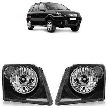 Imagem de Farol Dianteiro Ecosport 2003 2004 2005 2006 2007 Máscara Negra Liso A