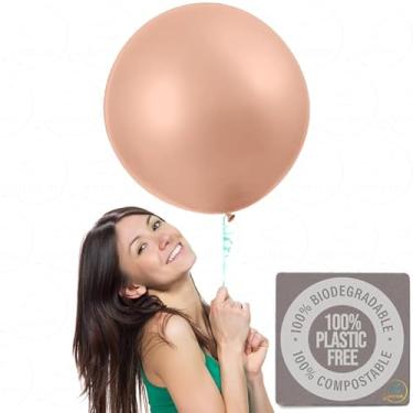 Imagem de AFTERLOON® Balões biodegradáveis, 6 peças, orbe de 45,7 cm, redondo, extra grande, ouro rosa, látex forte espesso, jumbo GG, grande, hélio, boia de hélio, revelação de gênero de bebê, decorações de