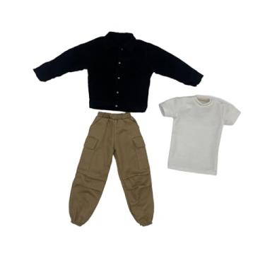 Imagem de simhoa Roupas de bonecos de ação 1/6, roupas em miniatura, ternos de veludo cotelê, trajes casuais, acessórios de fantasia para bonecas masculinas de 12, Preto