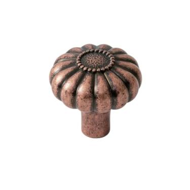 Imagem de Puxadores de latão antigo de 1,25'' de diâmetro, em formato de abóbora, puxadores de gaveta vintage para cozinha, AC, 1 unidade