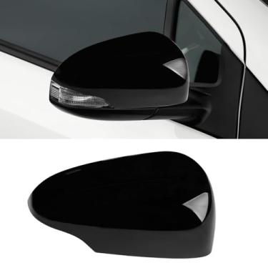 Imagem de OWITAT Compatível com Toyota Prius C tampa do espelho do lado do passageiro direito 2012-2018, substituição da capa do espelho retrovisor lateral preto brilhante com luz de seta para Prius C substitui