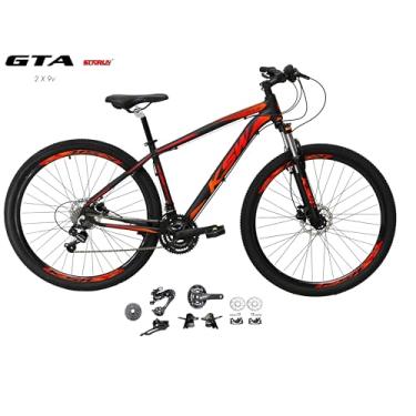Imagem de Bicicleta Aro 29 Ksw Xlt Kit 2x9 Gta Sunrun Freio Disco K7 Garfo com Trava (Preto/Vermelho/Laranja, 19)