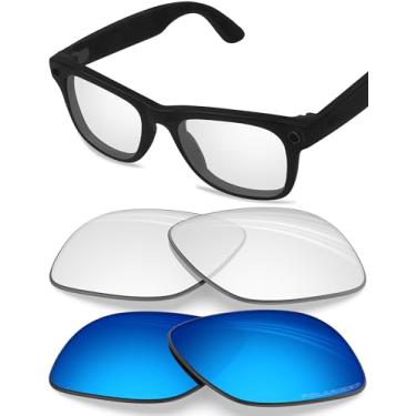 Imagem de BLAZERBUCK Lentes de reposição polarizadas anti-sal para RayBan Meta Wayfarer RW4006 50 mm - Azul gelo e transparente