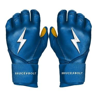 Imagem de Luvas de beisebol de couro de cabretta com bainha longa premium Pro da Bruce BOLT 2020 com bolsa de luvas, ROYAL, Small