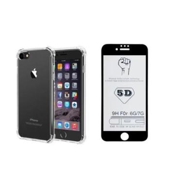 Imagem de Kit Capa Anti Impacto + Pel Vidro 3D para Iphone 7 /8  Preta - Yellow 