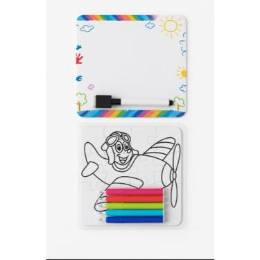 Imagem de Jogo Didático Infantil: Quebra-Cabeça para Colorir, Montar e Pintar com 5 Canetinhas