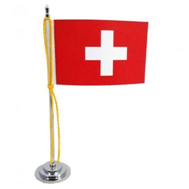 Imagem de Mini Bandeira De Mesa Da Suiça15 Cm Poliéster