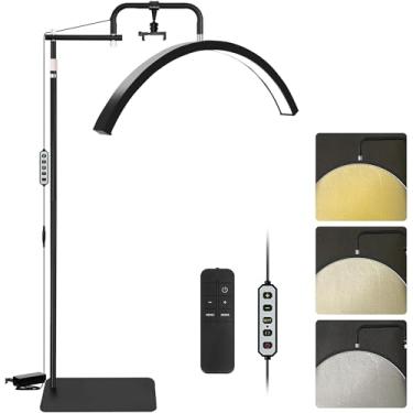 Imagem de MKPAEI Luminária De Cílios Para Tecnologia - Tatuadores Meia-Lua Led, Extensões Luzes Esteticistas, Brilho E Altura Ajustáveis, Chão Quente A Frio Com Suporte Celular