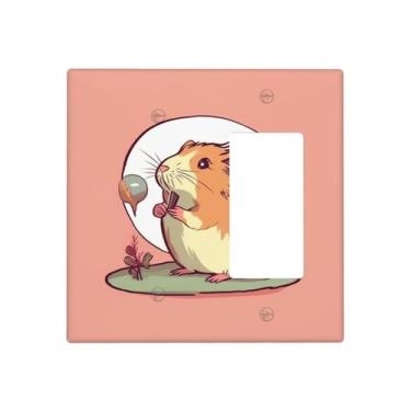 Imagem de Placa de parede 2 placas de interruptor de guiné animal da índia olhando no espelho, placas de parede decorativas, capa de tomada elétrica para sala de estar, interruptor de luz, interruptor, placas