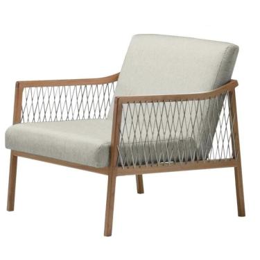 Imagem de Poltrona Com Braço Acaé Linho Palha Madeira Cedro Corda Náutica Chata Poliéster Rami