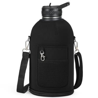 Imagem de RAYMYLO Substituição de bolsa de transporte com suporte atualizado para garrafa de água de 3,628 g - acessório para garrafas de água de boca larga Hydro Flask - transversal com alça de ombro ajustável