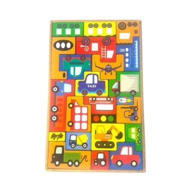 Imagem de Jogo Tetris Veículos em MDF 6mm  Quebra-Cabeça Infantil Educativo Mont