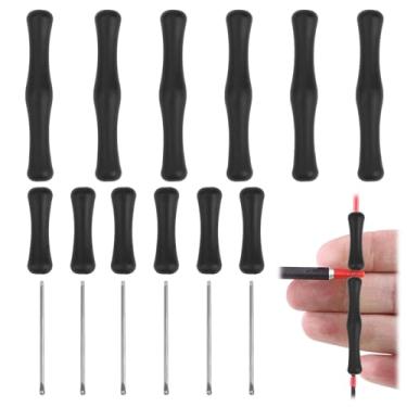 Imagem de Oreutkd 6 conjuntos de protetores de dedo para tiro com arco, acessórios de arco recurvo, protetores de dedo para arco recurvo, essenciais para tiro com arco para adultos, protetores de corda preta de