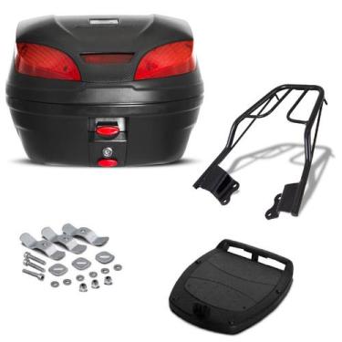 Imagem de Baú 30 Litros Pro Tork + Bagageiro Sansão Motos, PRETO, FAZER 150 2014