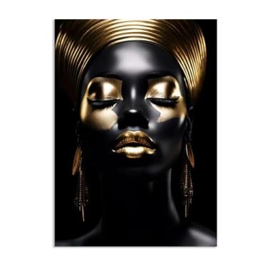 Imagem de Rainha africana arte abstrata pintura em tela pôsteres e impressões de retratos de mulher africana mural de arte de parede para decoração de casa 55 x 40 cm (22 x 16 pol) pôster