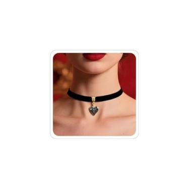 Imagem de ANGLEQUEEN Rainha de copas, acessórios para mulheres, colar de vampiro, vintage, vermelho, preto, rainha de copas, cosplay, bijuteria de Halloween, Metal, Sem Pedra Preciosa