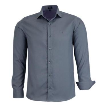 Imagem de Camisa Social Masculina Manga Longa Lbl Não Amassa 3015, Chumbo, 5