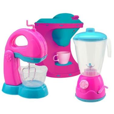 Imagem de Kit Mini Brinquedo Cozinha Batedeira Cafeteira E Liquidificador - Usua
