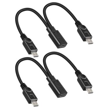Imagem de RIIEYOCA Cabo de carregamento curto tipo C fêmea para micro macho duplo, suporta apenas carregamento, 1 a 2 cabos de carregamento USB C divisor (1FT/2 pacotes de carregamento apenas)
