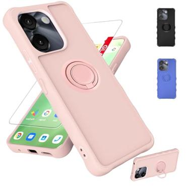 Imagem de Capa para AirVoice S67 5G / C67/A67 compatível com FOXXD Foxx Miro S67 5G / A67 / HTH C67 capa de telefone [com protetor de tela de vidro temperado][ superproteção de 2 mm [suporte de anel] Rosa