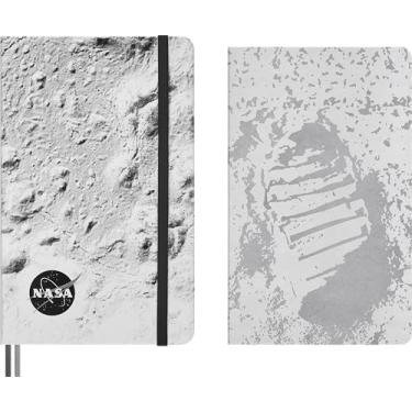 Imagem de Moleskine Caderno pautado de edição limitada inspirado na NASA "superfície da lua" e diário Cahier liso, grande (12,7 cm x 21 cm), cinza claro, 176 páginas