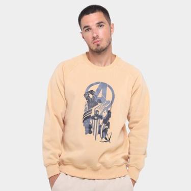 Imagem de Moletom Mooncity Raglam Avengers Masculino, Caqui, GG